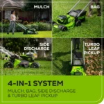 Greenworks 60V 21 in. Cordless Brushless Self-Propelled Lawn Mower Kit with Two 4.0Ah Batteries & Dual-Port Charger – 4-in-1, LED - Image 11