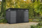Keter Cortina 11 x 7 ft Resin Outdoor Storage Shed with Pent Roof, Graphite - Image 5