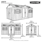 Lifetime 15 ft. x 8 ft. Dual-Entry Resin Storage Shed with Floor – 749 cu. ft. HDPE Shed with 8 Skylights & Shelving, Desert Sand (60079) - Image 5