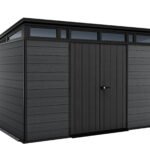 Keter Cortina 11 x 7 ft Resin Outdoor Storage Shed with Pent Roof, Graphite