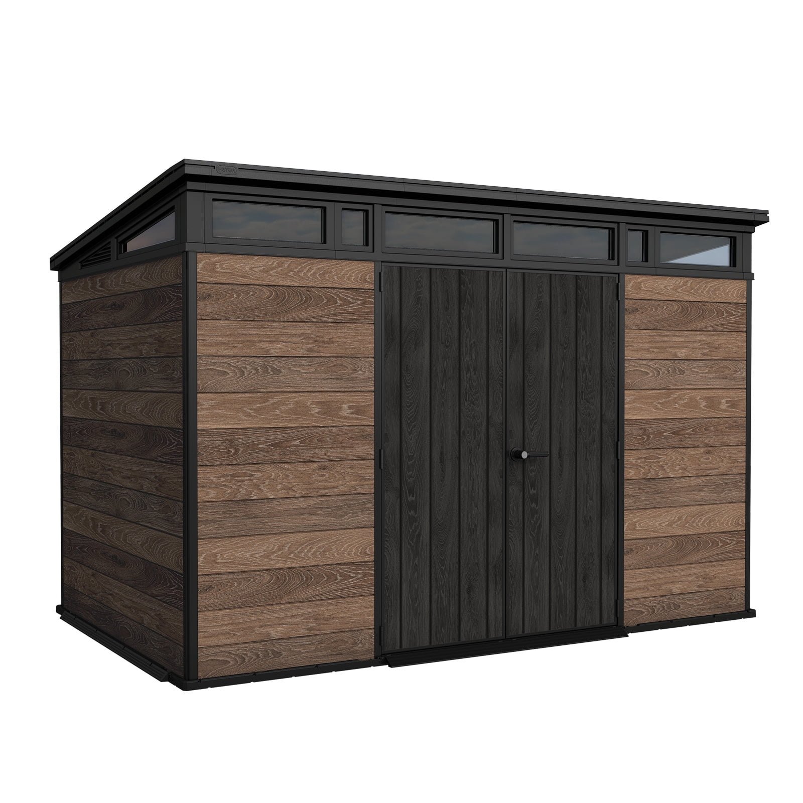 Keter-Signature-11x7-ft-Durable-Resin-Outdoor-Storage-Shed-With-Heavy-Duty-Floor-and-Locking-Door-Walnut_e47799b1-dc65-4db3-88a4-99276f3f7cb2.5c9aa203a3ddda76f96b4492776fb745.jpeg Keter Signature 11 ft. x 7 ft. Resin Outdoor Storage Shed with Floor & Skylight – 483 cu. ft. Pent-Roof Shed, Walnut Brown - Image 1