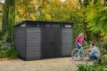Keter Cortina 11 x 7 ft Resin Outdoor Storage Shed with Pent Roof, Graphite - Image 6