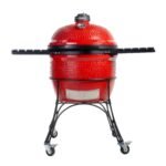 Kamado Joe Big Joe I 24" Ceramic Charcoal Grill & Smoker, 2-Tier Divide & Conquer, Cart with Locking Wheels – Blaze Red (BJ24RH)