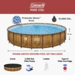 Coleman Power Steel 22 ft. x 52 in. Round Metal Frame Above-Ground Pool Set with Filter Pump, Ladder & Cover - Image 6