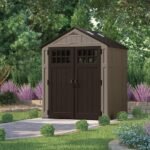 Suncast Everett 6x5 ft Resin Outdoor Storage Shed with Floor, 2 Skylights & Lockable Doors – Dark Taupe - Image 5