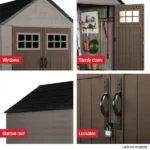 Rubbermaid Big Max 7 ft. x 7 ft. Resin Storage Shed with Floor – 332 cu. ft. Outdoor Shed for Riding Mowers & Tools, Sandstone(2035892) - Image 4
