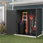 Suncast Extra Large Vertical 5x3 ft Resin Storage Shed, 106 cu ft, Lockable Double Doors – Peppercorn - Image 2