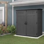Suncast Extra Large Vertical 5x3 ft Resin Storage Shed, 106 cu ft, Lockable Double Doors – Peppercorn - Image 3