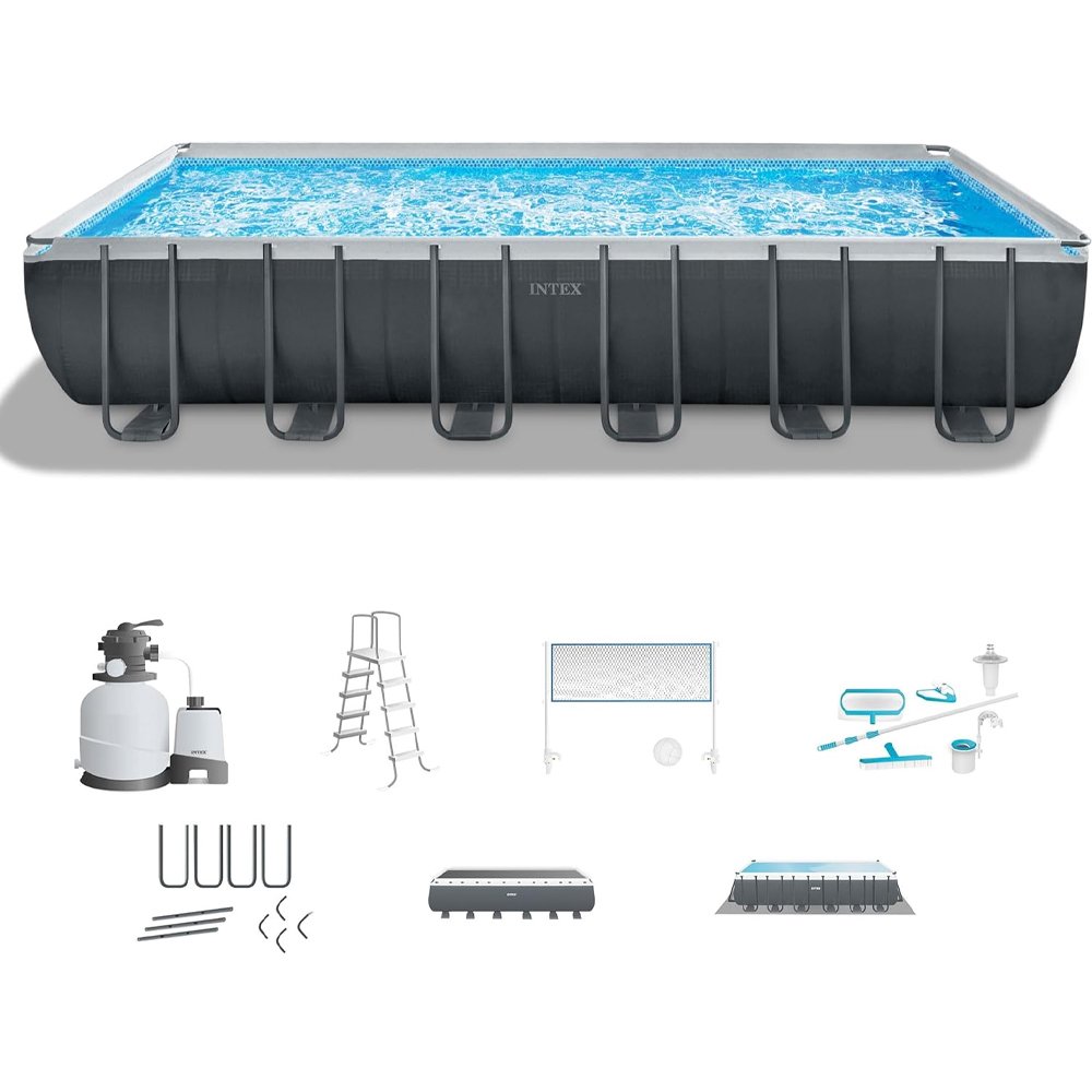 ultraintex Intex Ultra XTR 24 ft. x 12 ft. x 52 in. Rectangular Above-Ground Pool Set with Sand Filter Pump, Ladder, Cover & Ground Cloth - Image 1